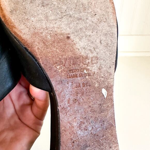 VINCE Nina Leather Almond Toe Slip On D'Orsay Flats Black 9.5 - Picture 5 of 5